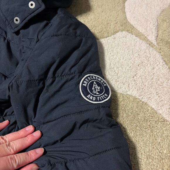 Abercrombie & Fitch Black Belted Hooded Puffer Coat Jacket XS - Picture 2 of 4